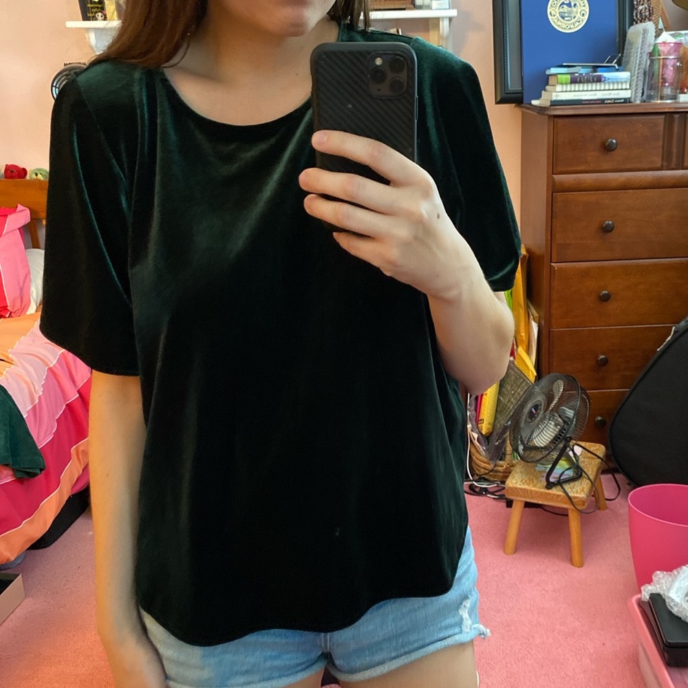 Velvet forest green top